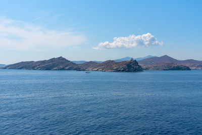 Scenic view of sea against blue sky