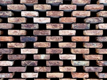 Full frame shot of stack of wood