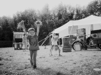 Boy playing in park