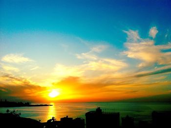 Scenic view of sea at sunset