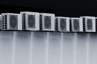 Row of air conditioning at the wall.