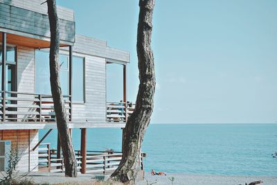 Scenic view of sea against clear sky