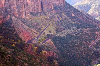 High angle view of mountain road