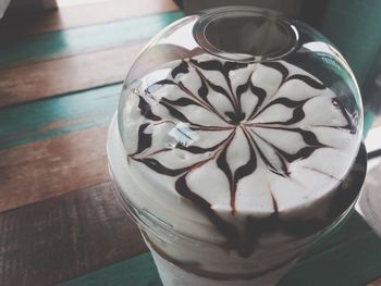 High angle view of coffee on table