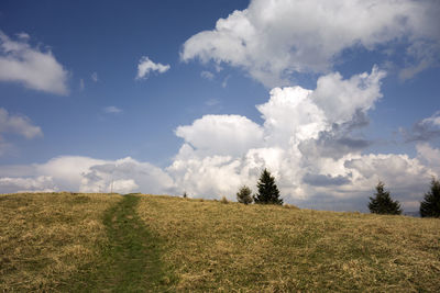 Scenic view of land against sky