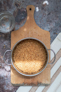 Brown rice on the table