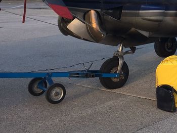 Low section of airplane on runway