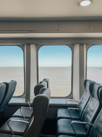 Low angle view of people on boat against sea