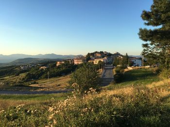 Scenic view of landscape against clear sky