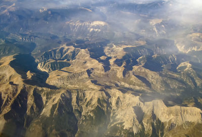 High angle view of dramatic landscape