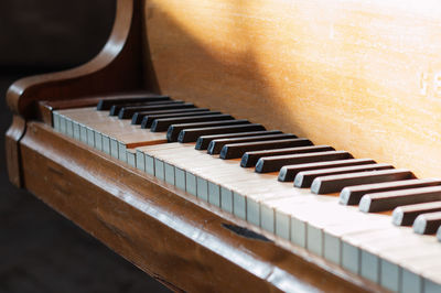 Close-up of piano keys