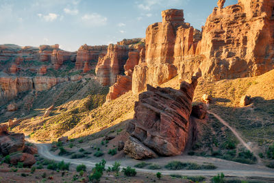 Panoramic view of rock formations against sky