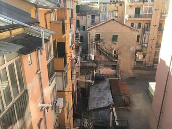 High angle view of buildings in city