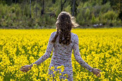 Scenic view of oilseed rape field