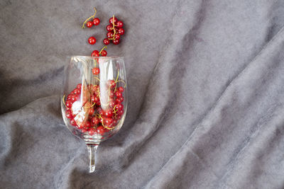 Close-up of red wine glass