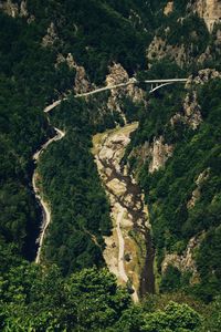 High angle view of winding road on mountain