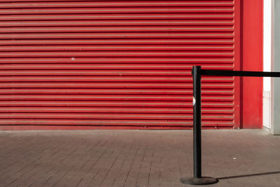 Red closed door of shutter