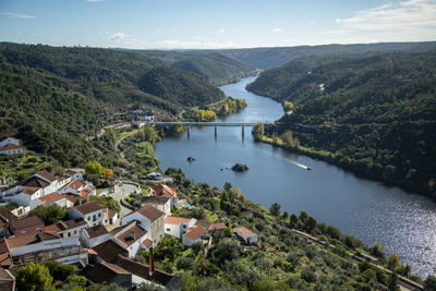 High angle view of buildings in city