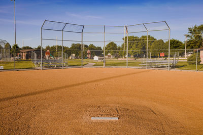 View of soccer field against sky