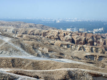 Aerial view of landscape against clear sky