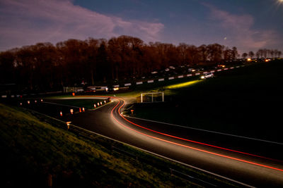 Light trails on highway at night