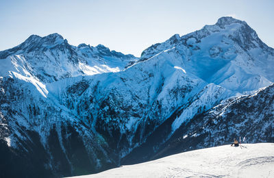 Landscape in winter at les deux alpes. it is a french winter sports resort in the ecrins massif