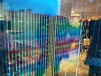 Multi colored illuminated city at night