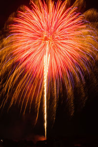 Low angle view of firework display at night