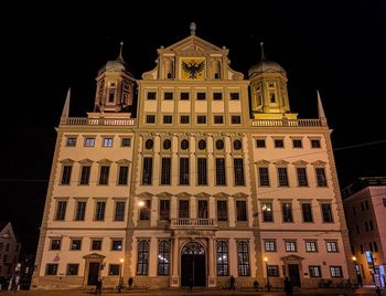 Low angle view of building at night