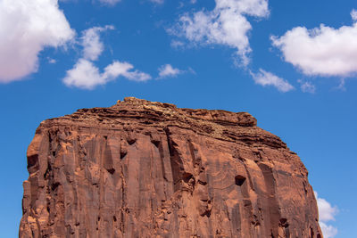 Low angle view of rock formation against sky