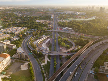 High angle view of elevated road in city