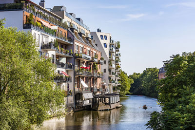 Germany, saxony, leipzig, apartments along white elster canal