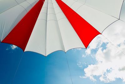 Low angle view of flag against sky