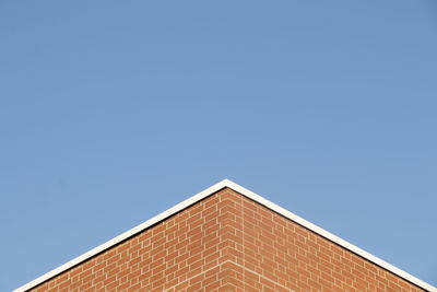 Low angle view of building against clear blue sky