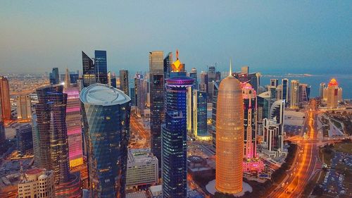 Aerial view of buildings in city