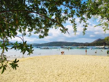 Scenic view of beach against sky