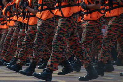 Low section of army soldiers during parade