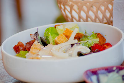 Close-up of food served in plate