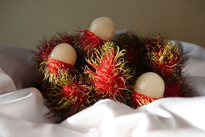 Low angle view of fruits on table