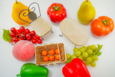 High angle view of fruits on table