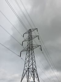 Low angle view of electricity pylon against sky