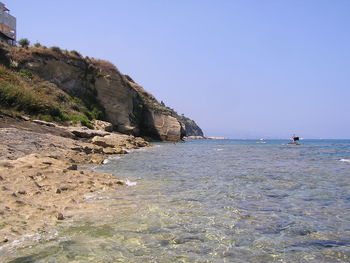 Scenic view of sea against clear sky