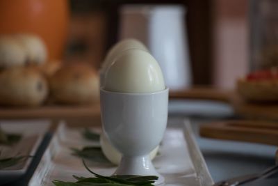 Close-up of breakfast on table