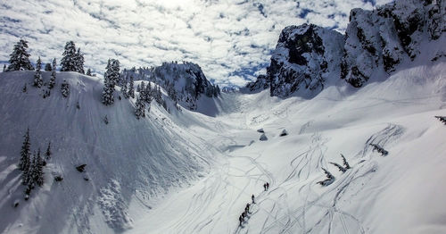 Panoramic view of snowcapped mountain against sky