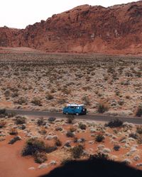 Car on desert land