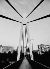 Suspension bridge in city