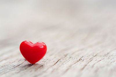 Close-up of heart shape on table