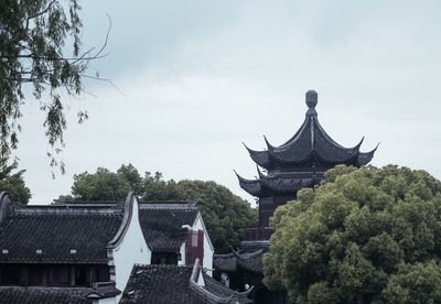 Panoramic view of temple and building against sky