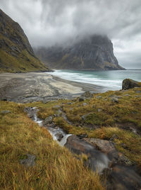 Scenic view of land against sky