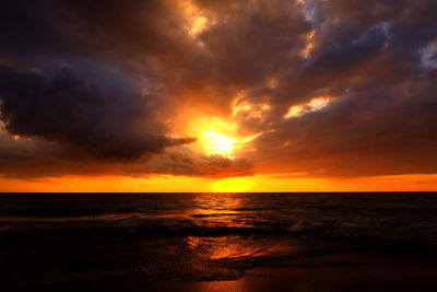 Scenic view of sunset over sea